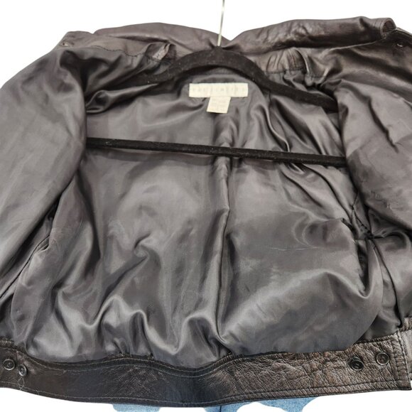 Vintage 90s LIMITED Women's Cropped Black Leather Jacket Stud Detail Size Small - Picture 10 of 10